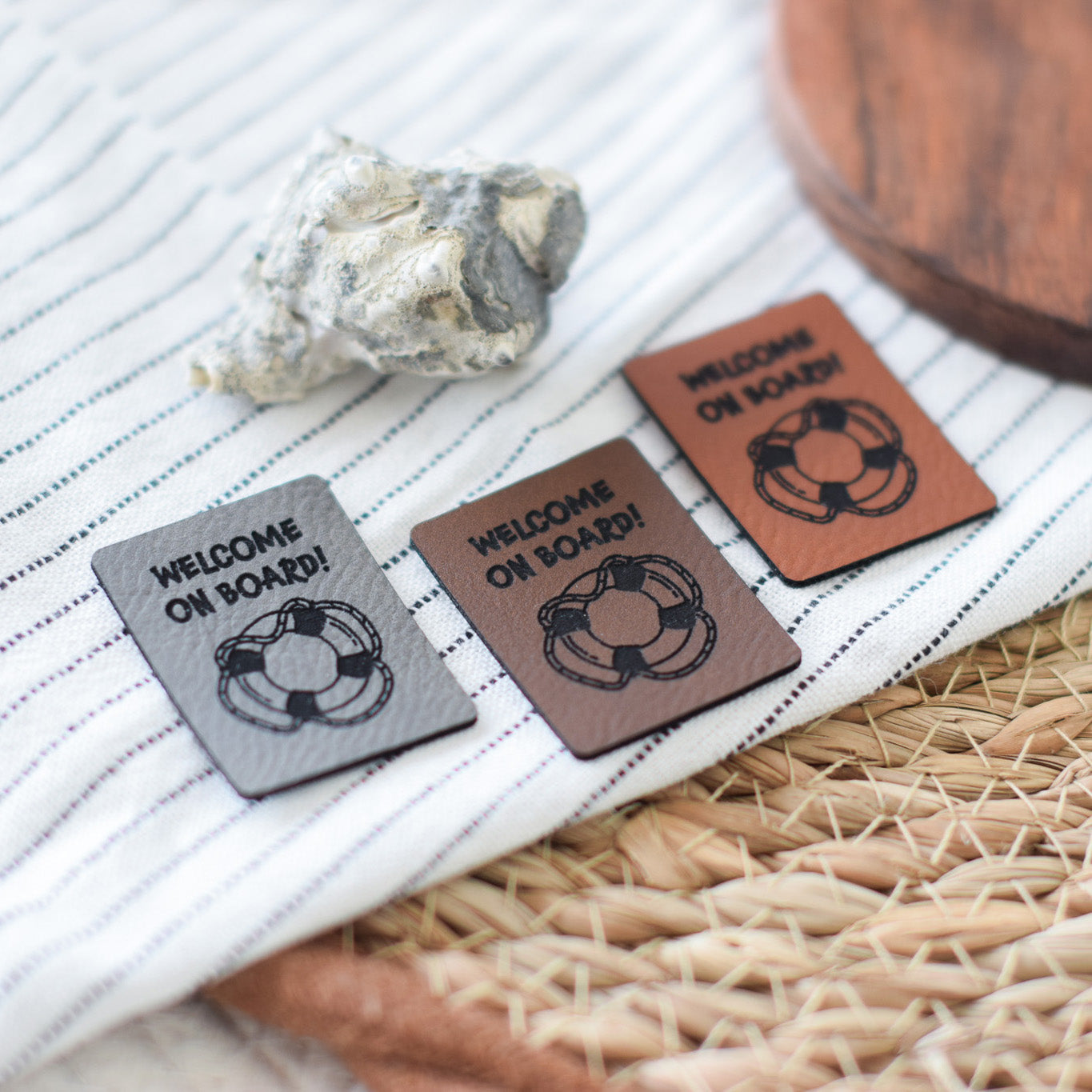 Kunstlederlabel "Welcome on Board!"