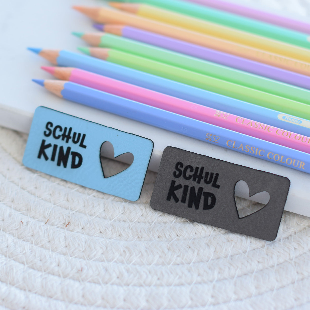 Kunstlederlabel "Schulkind Herz"