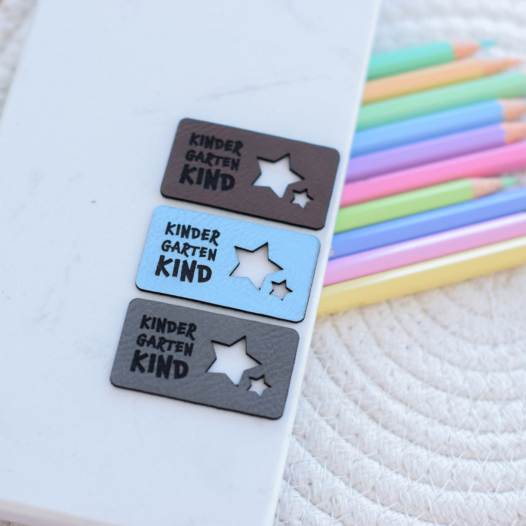 Kunstlederlabel "Kindergartenkind Sterne"