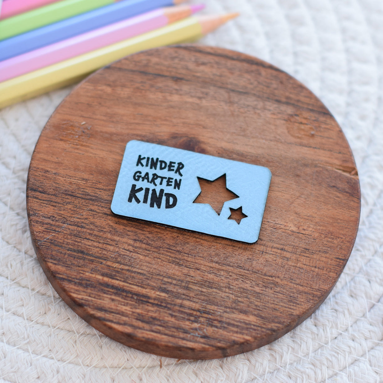 Kunstlederlabel "Kindergartenkind Sterne"