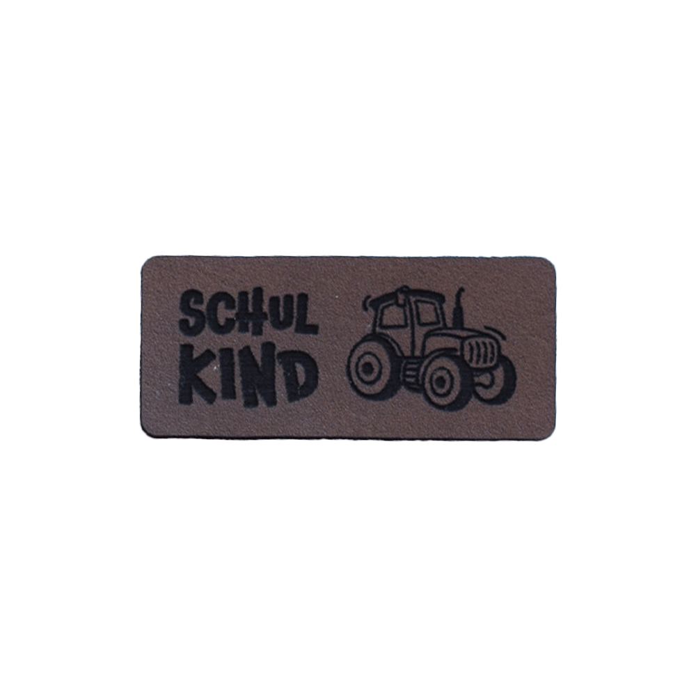 Kunstlederlabel "Schulkind Traktor"