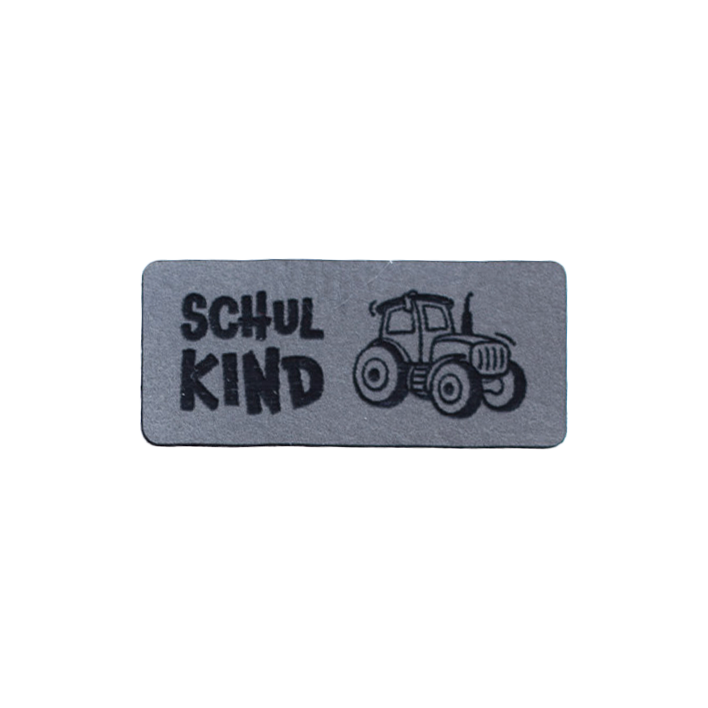 Kunstlederlabel "Schulkind Traktor"