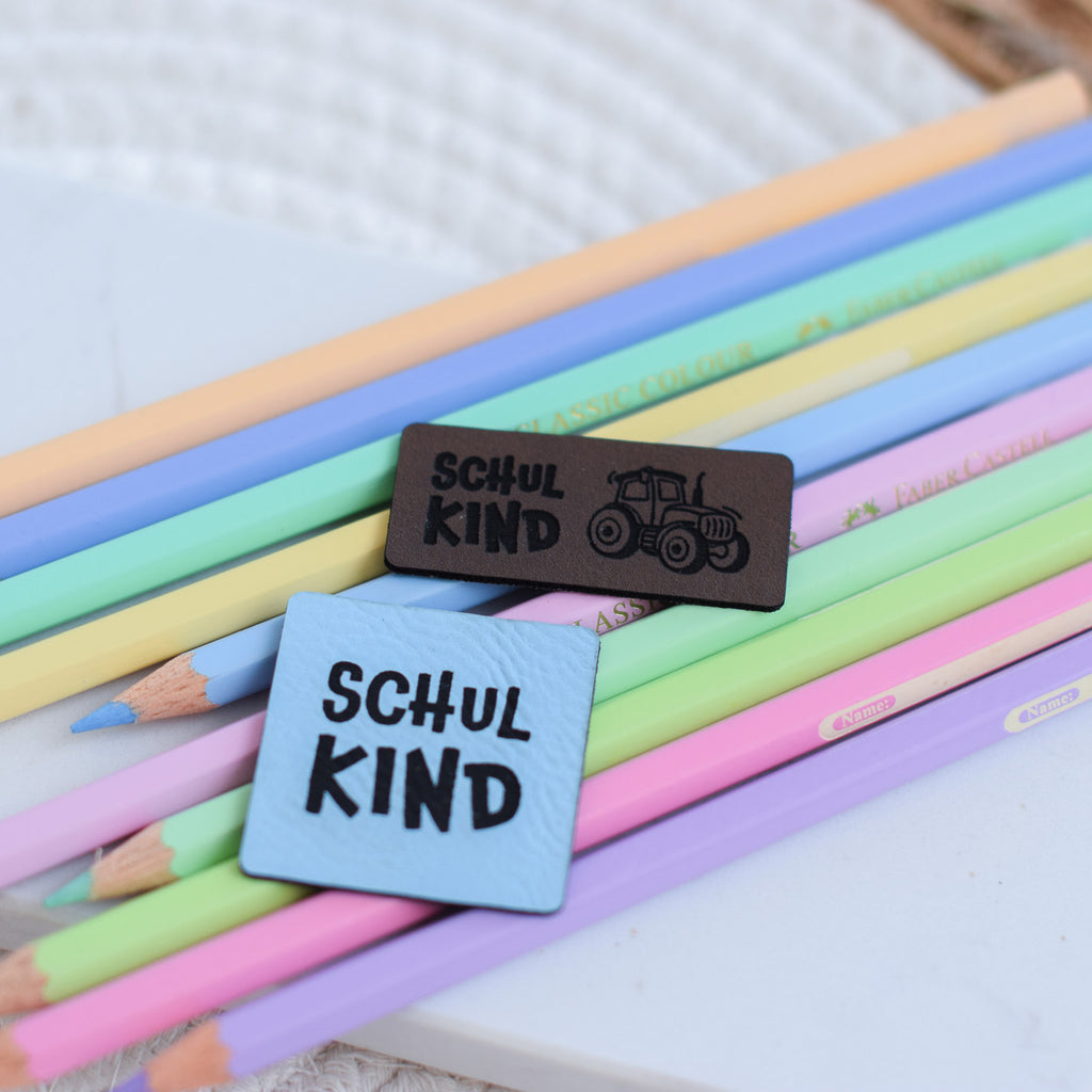 Kunstlederlabel "Schulkind Traktor"