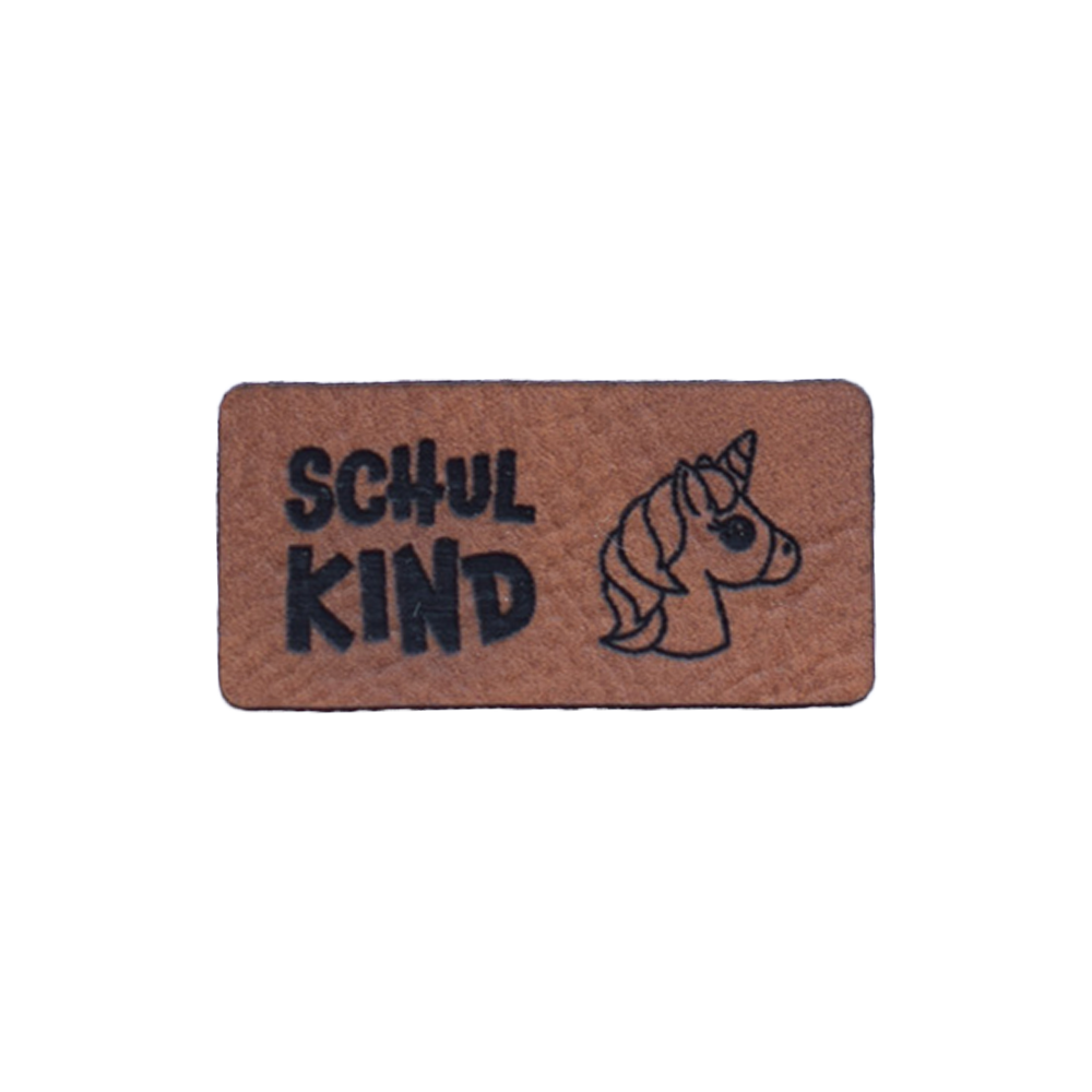 Kunstlederlabel "Schulkind Einhorn"