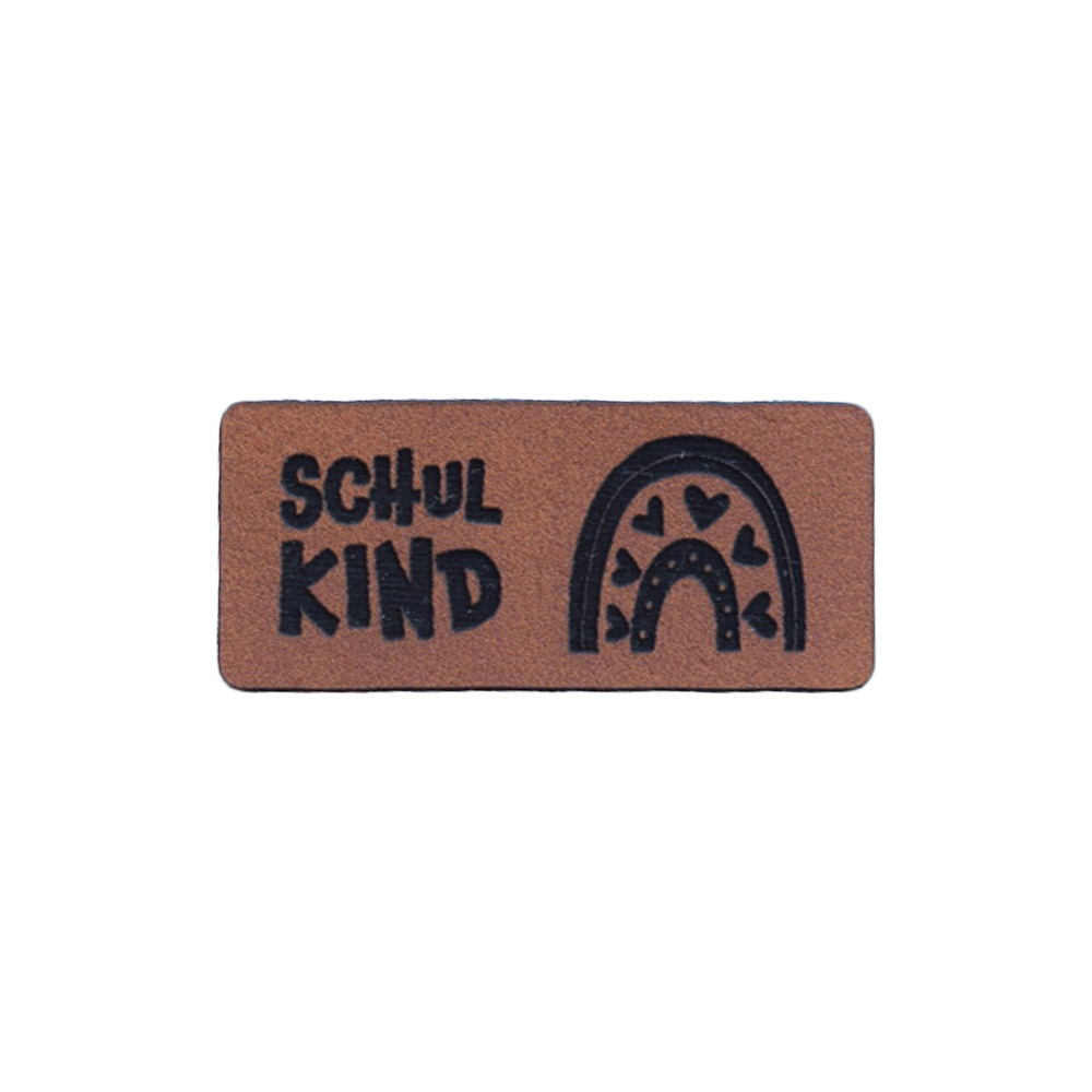Kunstlederlabel "Schulkind Regenbogen"
