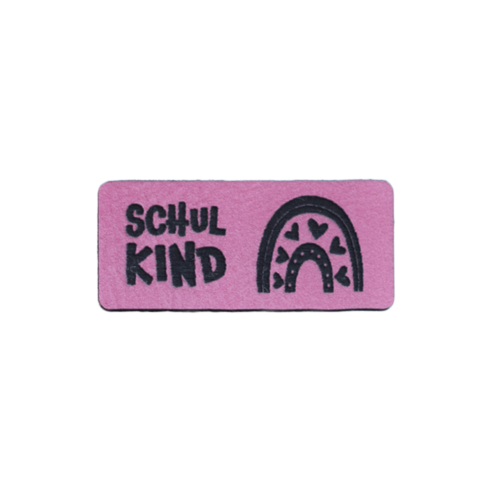 Kunstlederlabel "Schulkind Regenbogen"