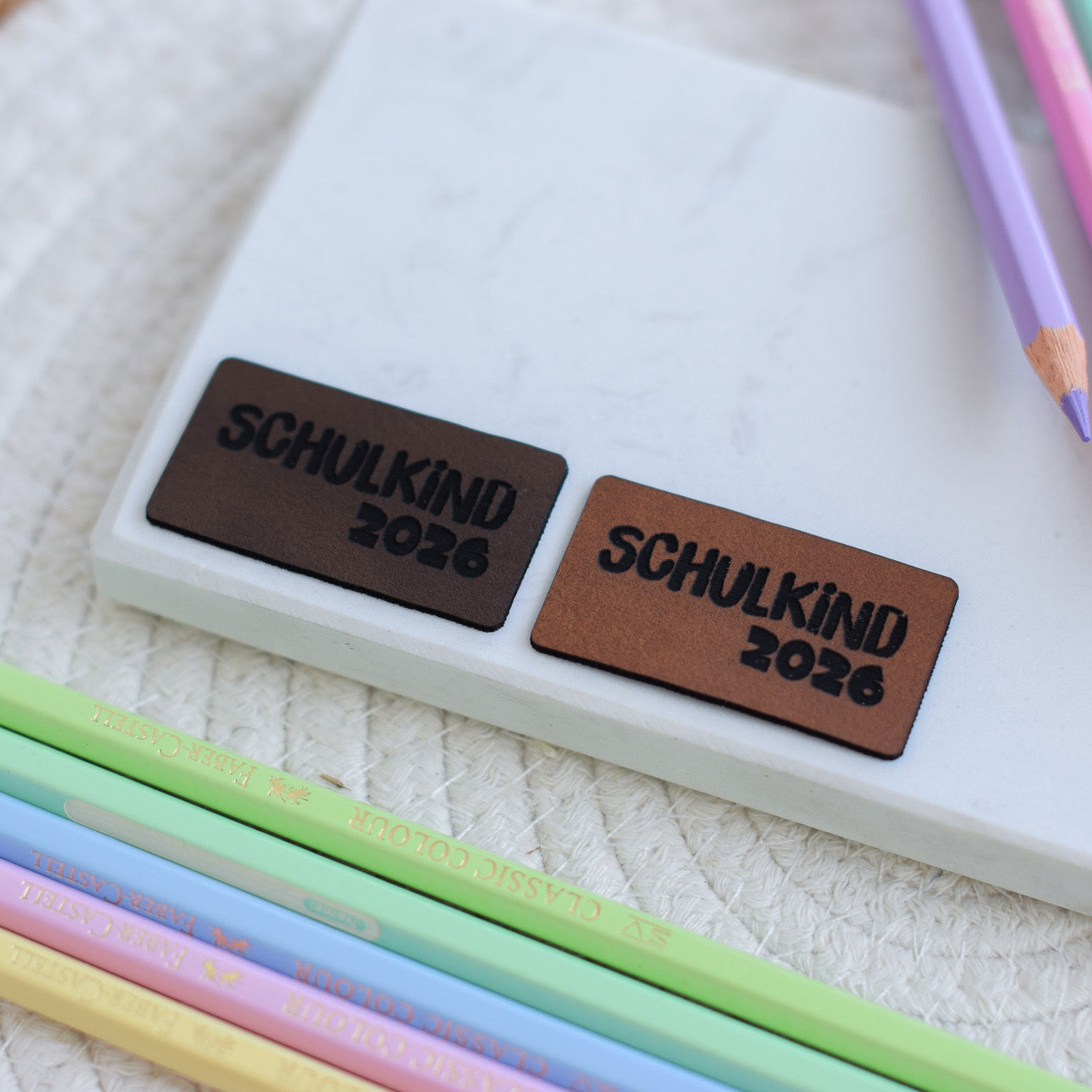 Kunstlederlabel "Schulkind 2026"