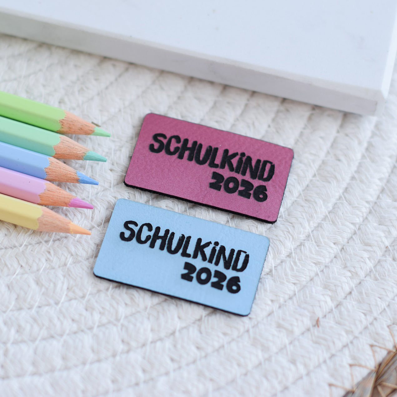 Kunstlederlabel "Schulkind 2026"