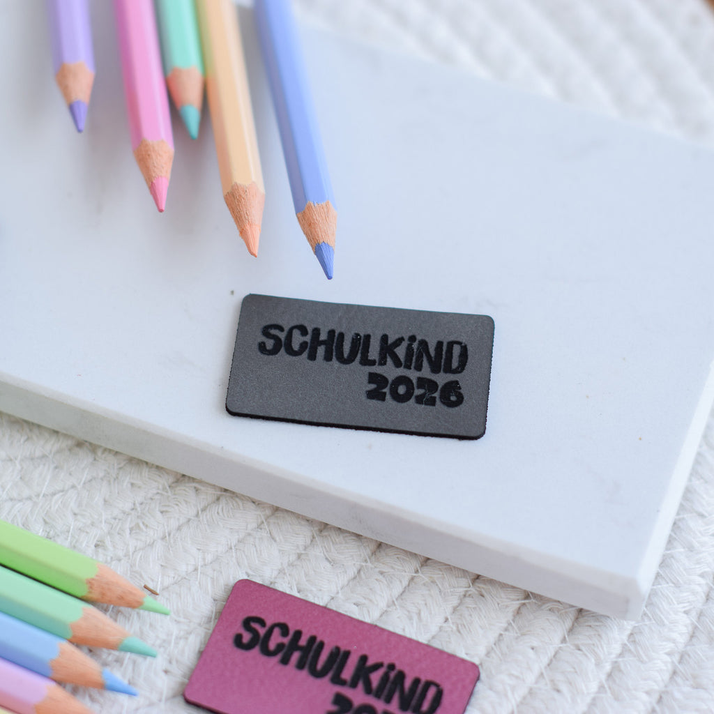 Kunstlederlabel "Schulkind 2026"