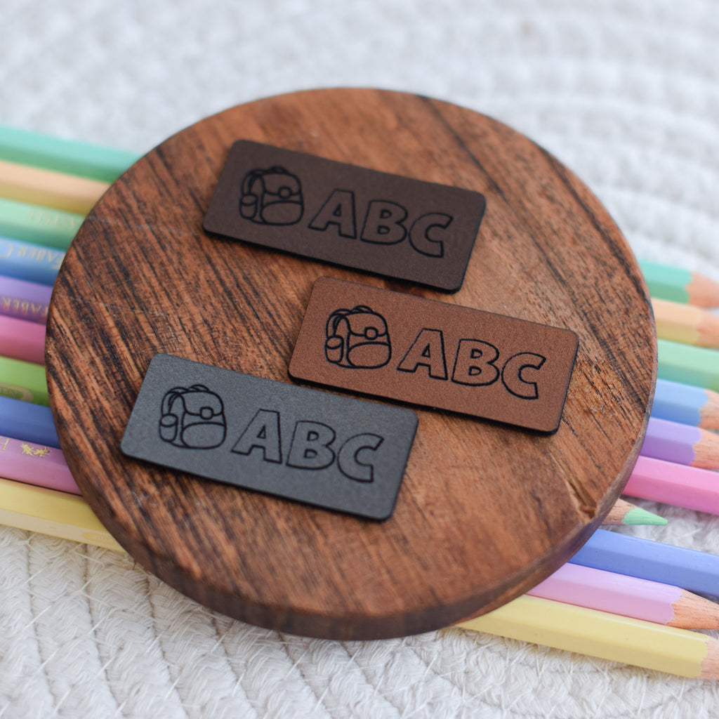 Kunstlederlabel "Schultasche ABC"