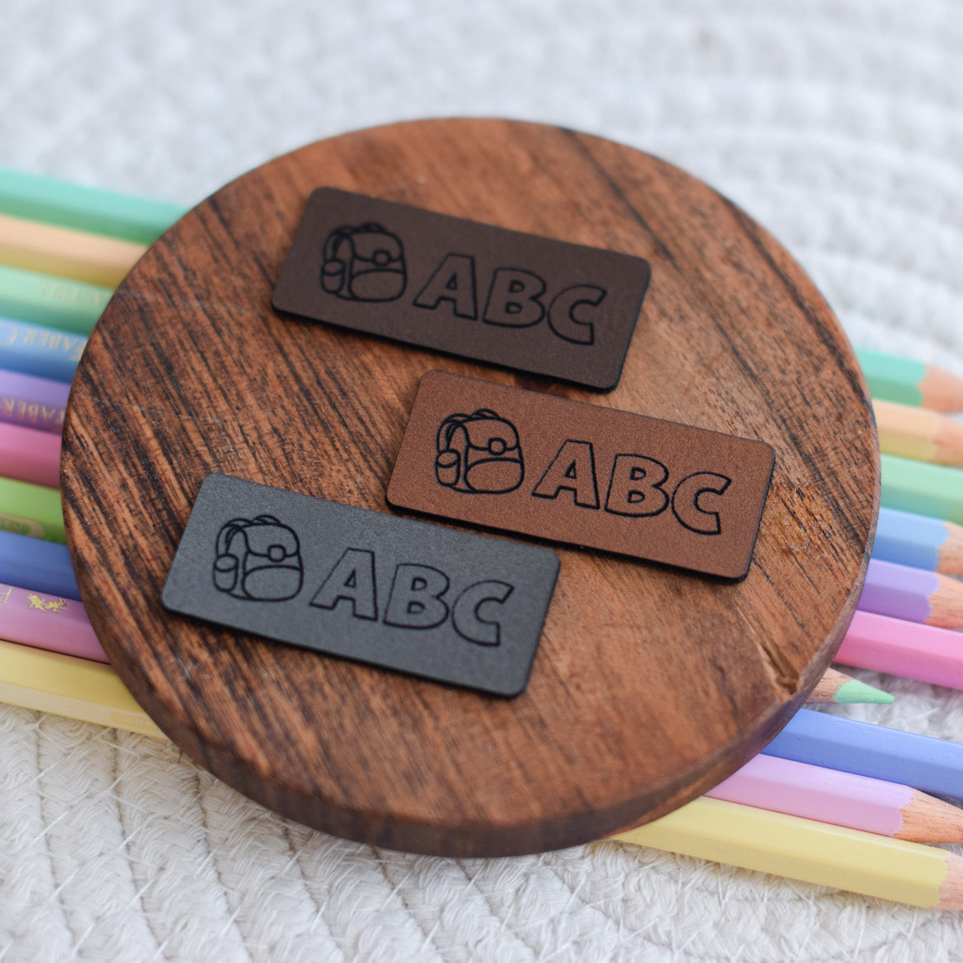 Kunstlederlabel "Schultasche ABC"