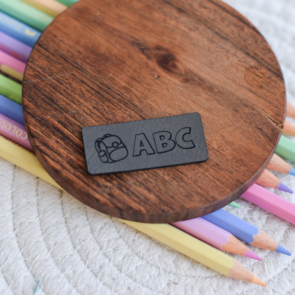 Kunstlederlabel "Schultasche ABC"