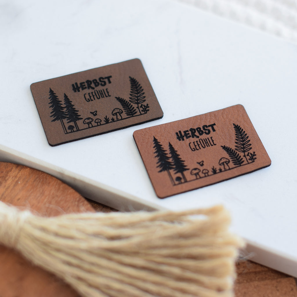 Kunstlederlabel "Herbstgefühle Wald"